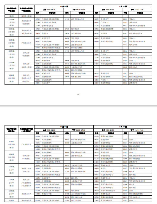 广东2024年10月自考时间安排