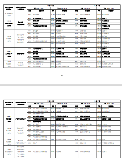 广东2024年10月自考时间安排