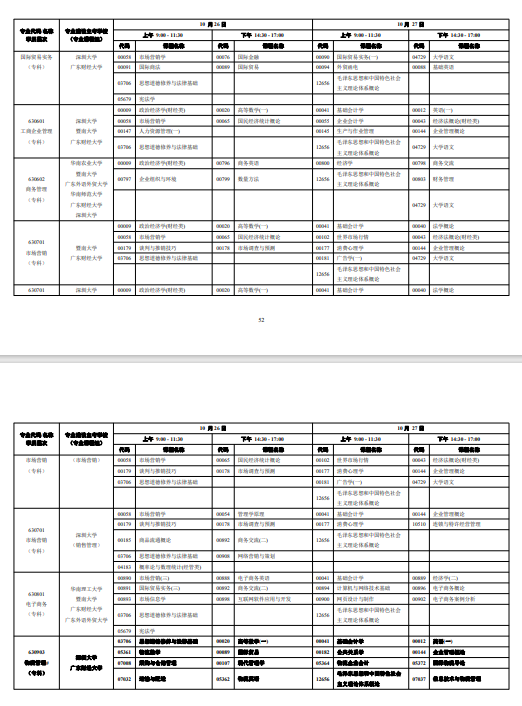 广东2024年10月自考时间安排