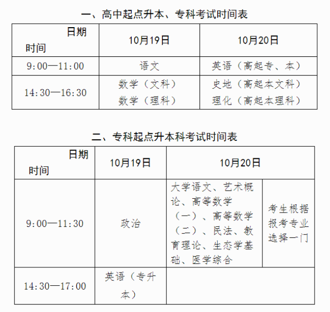 2024年四川成人高考考试时间安排表